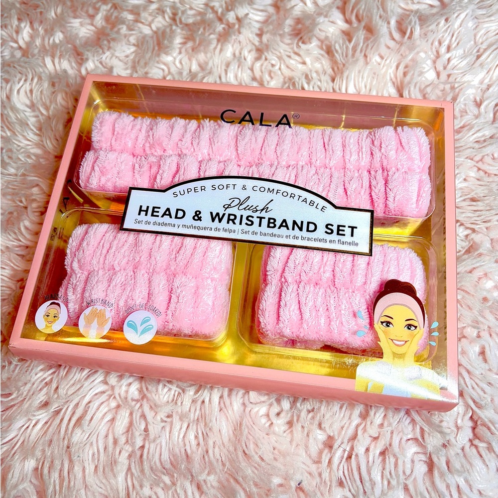 CALA Pink Plush Head & Wristband Set